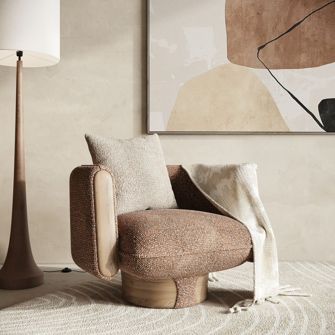 Raywood - Modern Multicolored Boucle Fabric + Ash Accent Chair