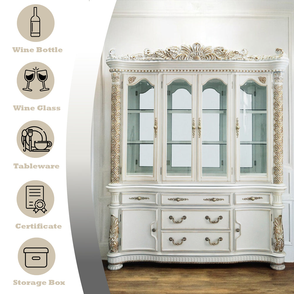 Vendome Buffet & Hutch - Antique Pearl
