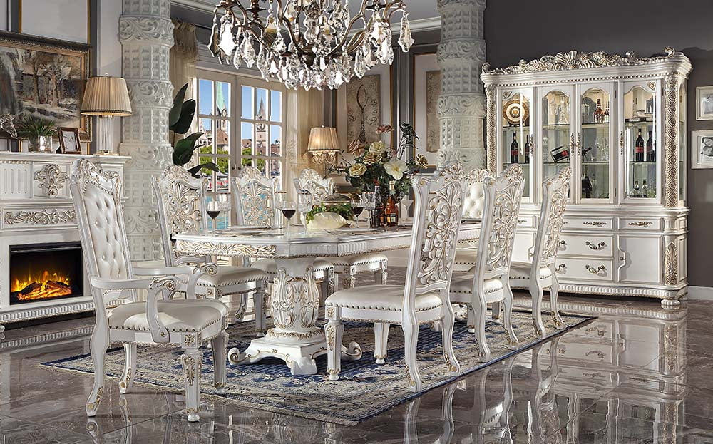 Vendome Dining Table with Pedestal Base - Antique Pearl