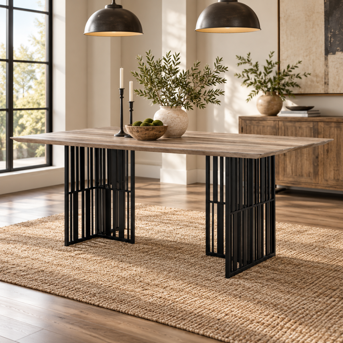 Zudora Dining Table - Antique Oak & Black – view 5