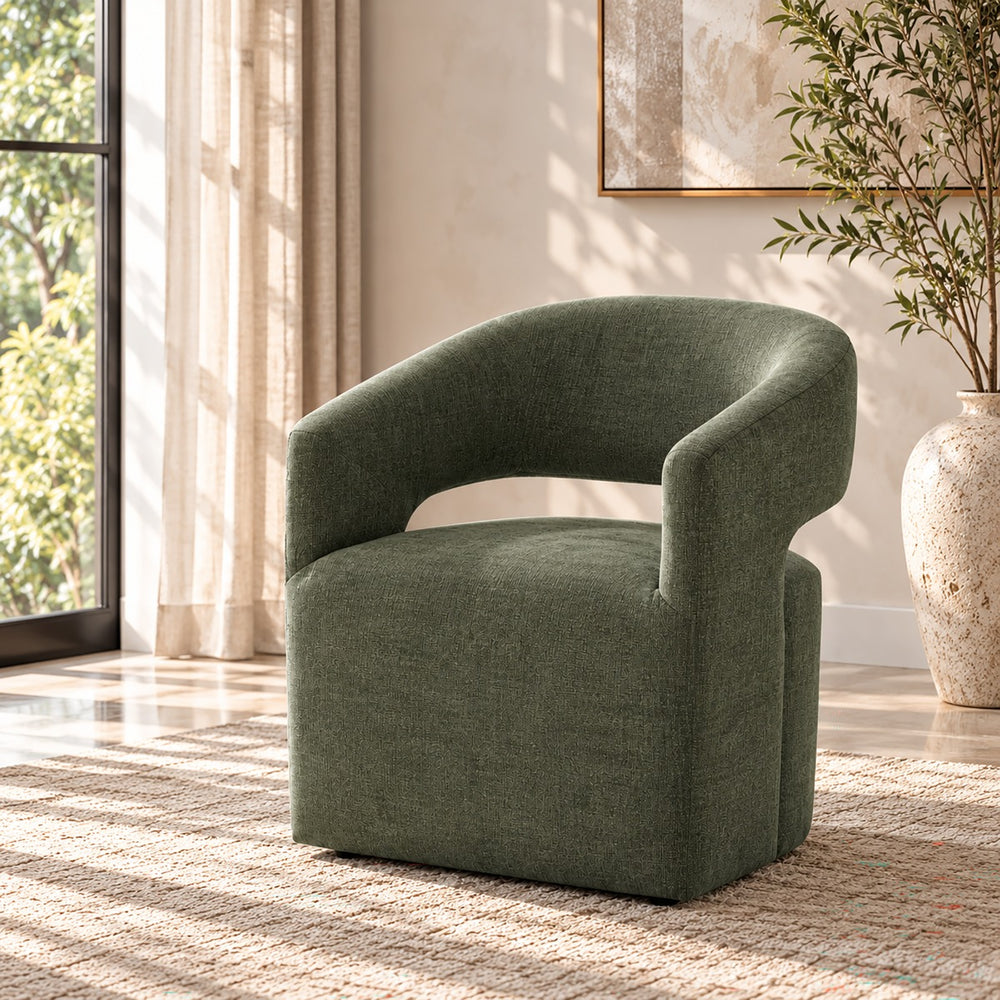 Libni Arm Chair with Casters - Green Linen