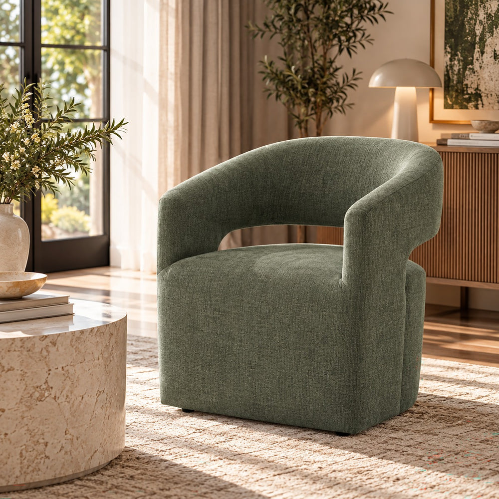 Libni Arm Chair with Casters - Green Linen