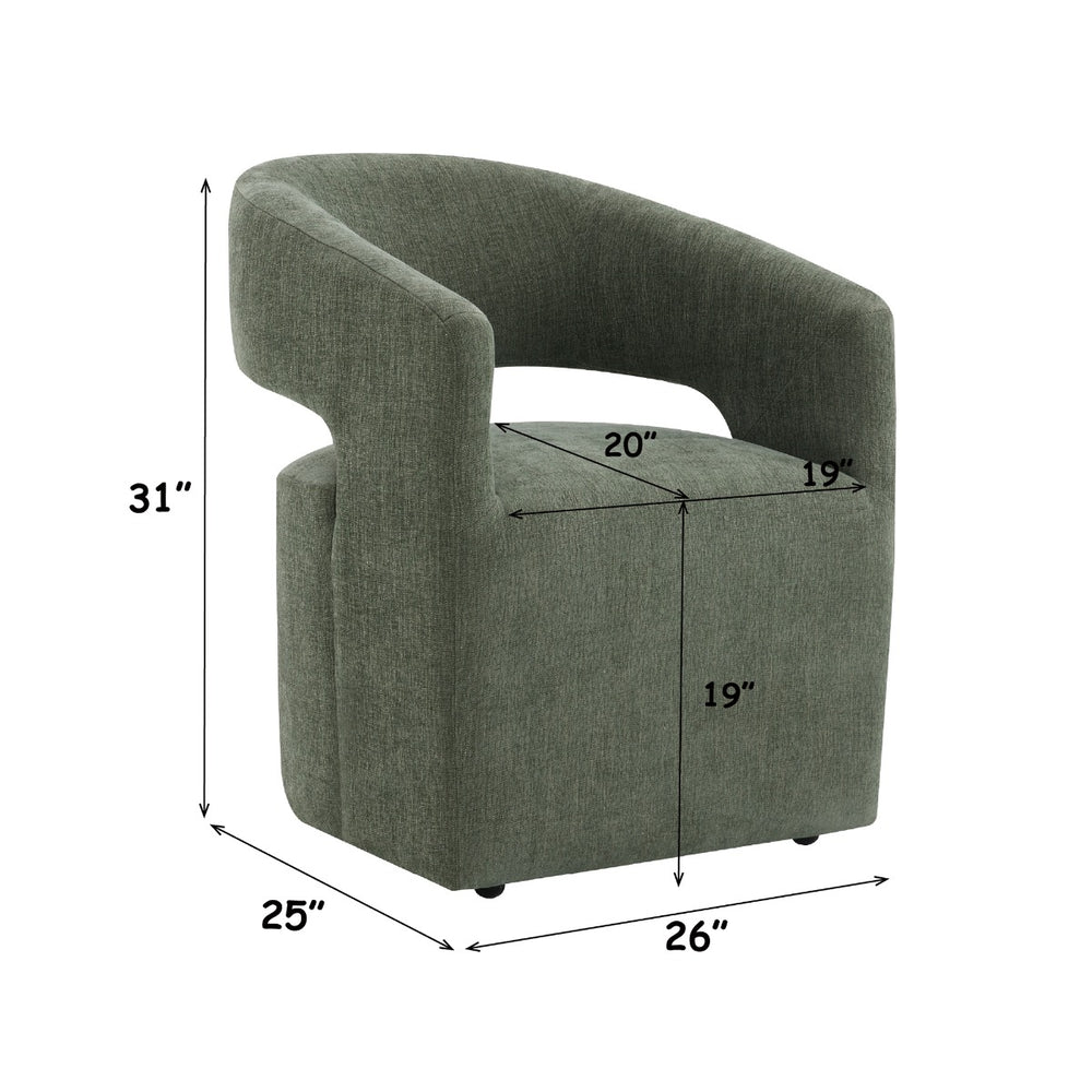 Libni Arm Chair with Casters - Green Linen