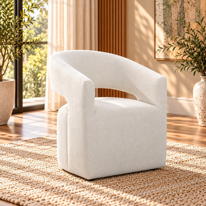 Libni Arm Chair with Casters - Cream Linen