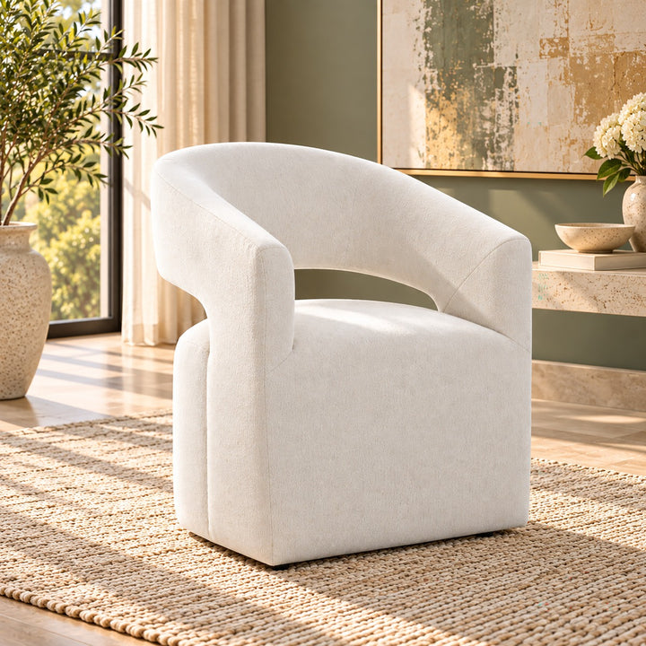 Libni Arm Chair with Casters - Cream Linen
