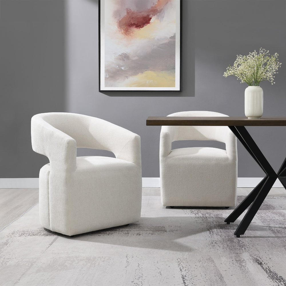 Libni Arm Chair with Casters - Cream Linen