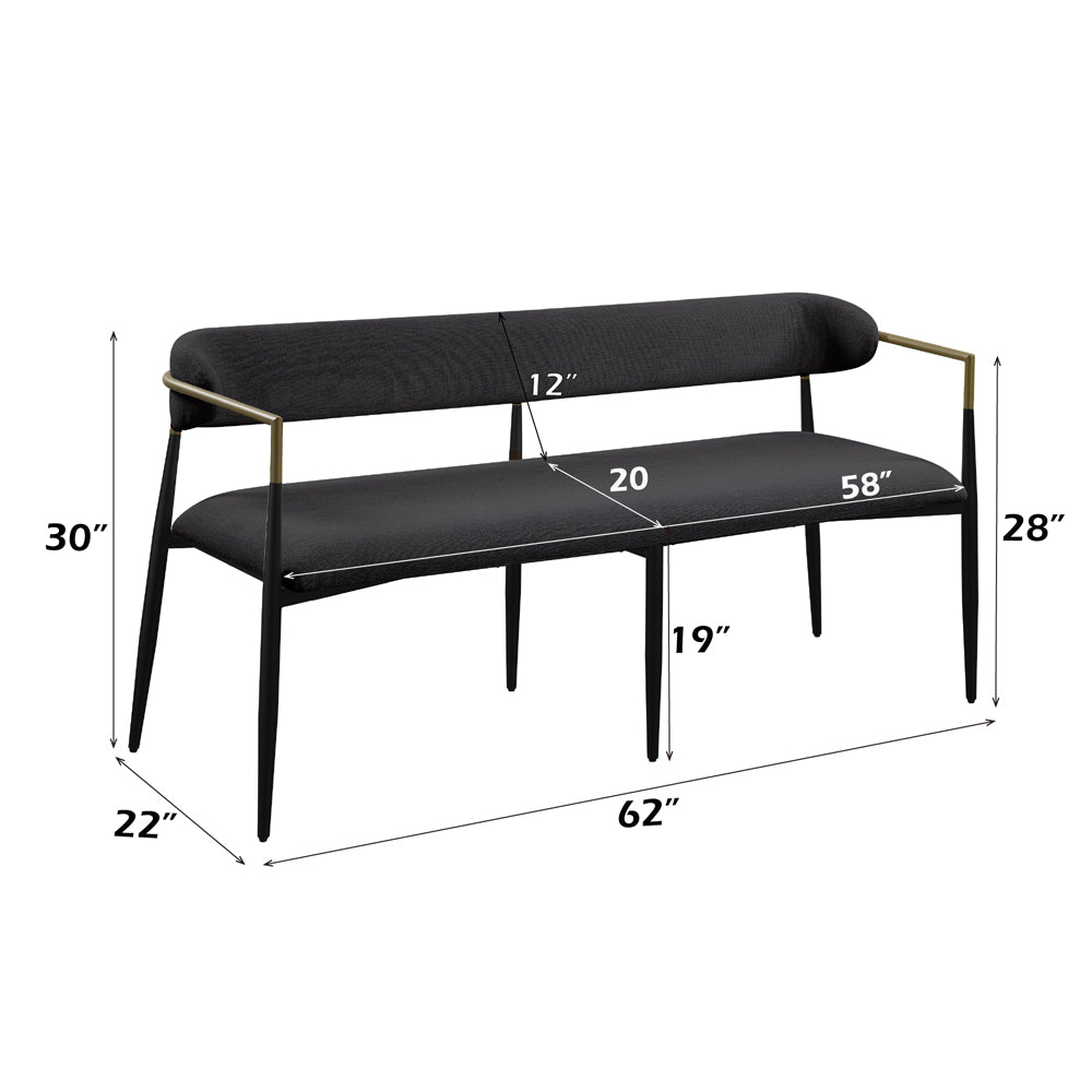 Jaramillo Bench - Black Chenille & Black