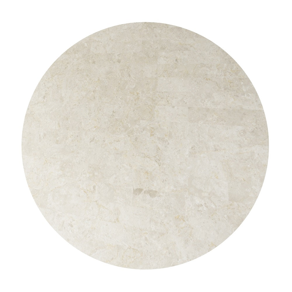Qwin Round Dining Table with Marble Top - Natural Marble & Oak