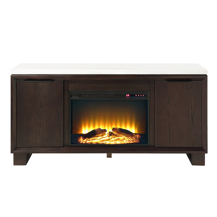 Edwyn Server with Natural Marble Top &amp; Fireplace