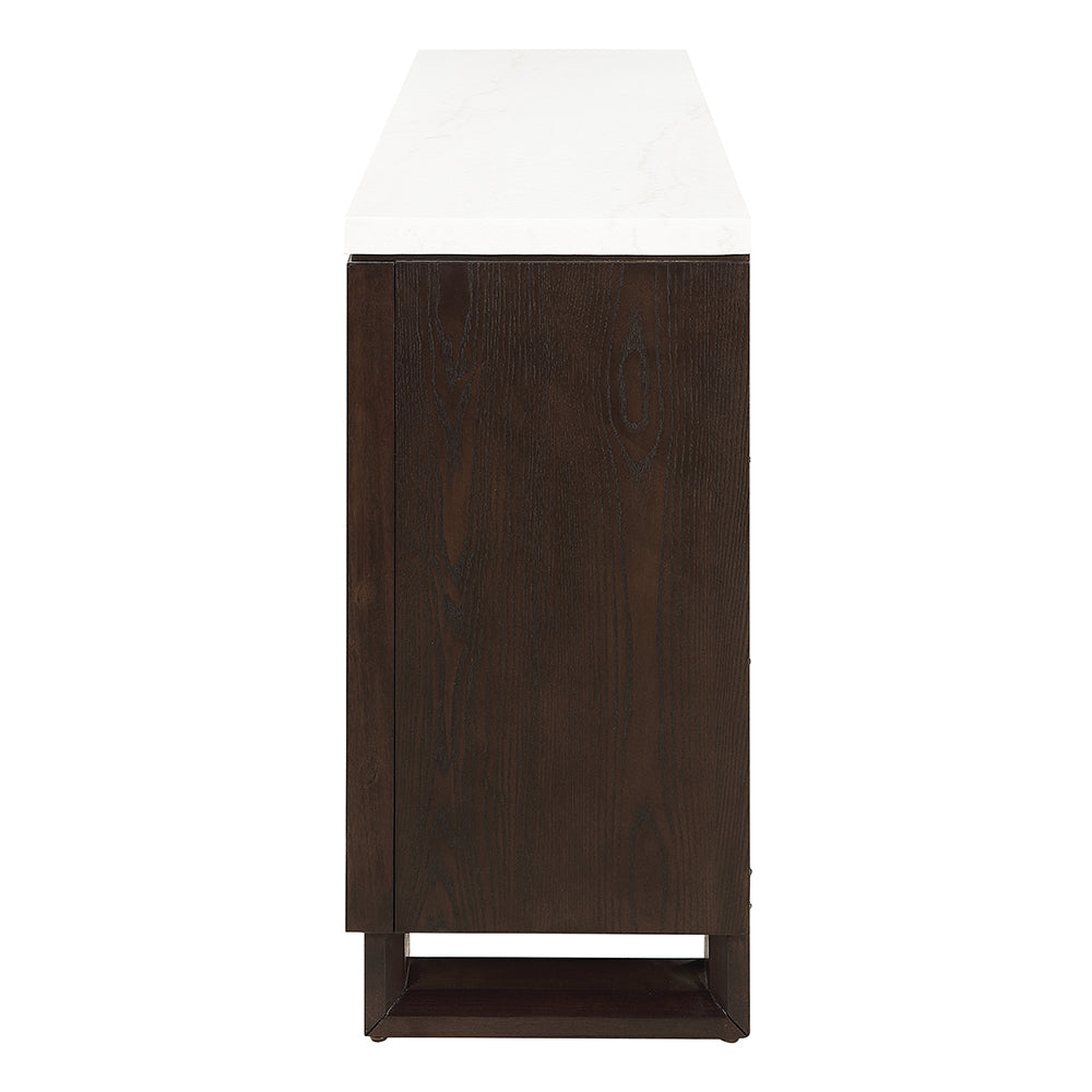 Edwyn Server with Natural Marble Top & Fireplace