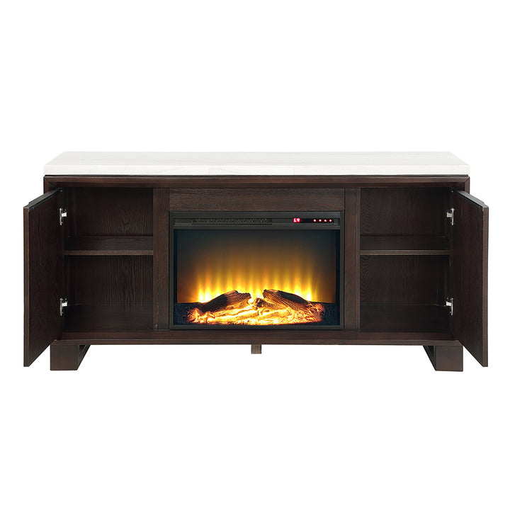 Edwyn Server with Natural Marble Top &amp; Fireplace