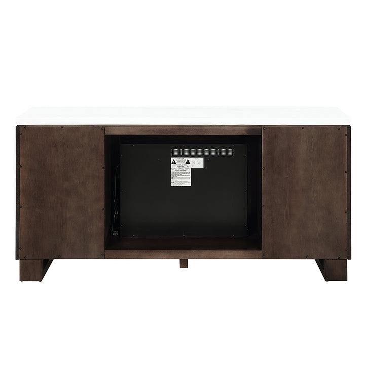 Edwyn Server with Natural Marble Top &amp; Fireplace