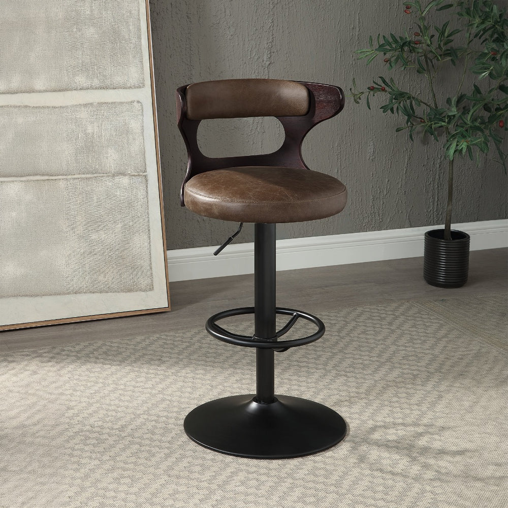Saba Adjustable Stool with Swivel - Brown Top Grain Leather