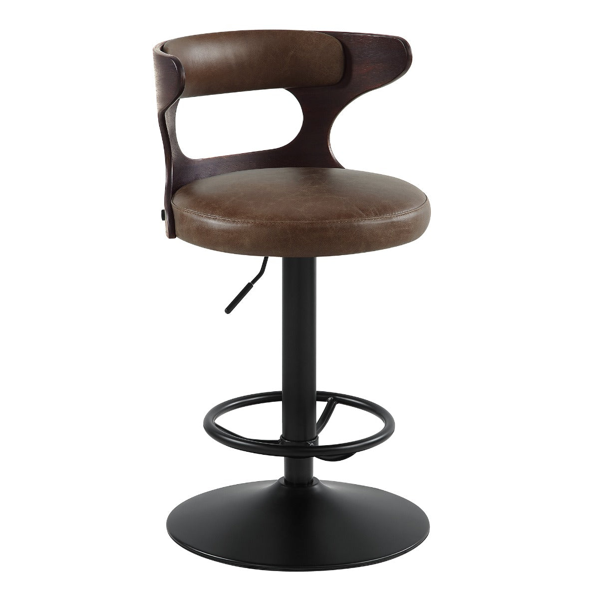 Saba Adjustable Stool with Swivel - Brown Top Grain Leather
