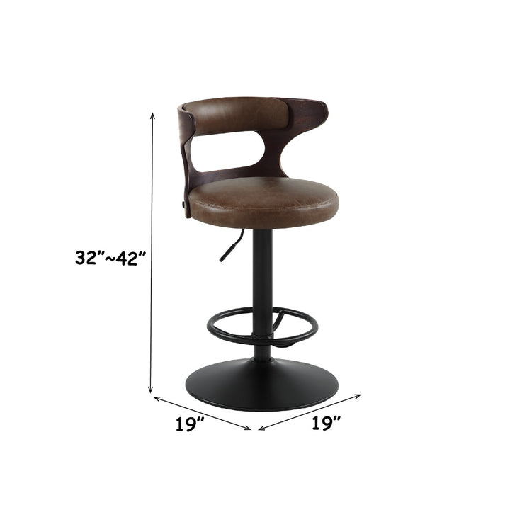 Saba Adjustable Stool with Swivel - Brown Top Grain Leather