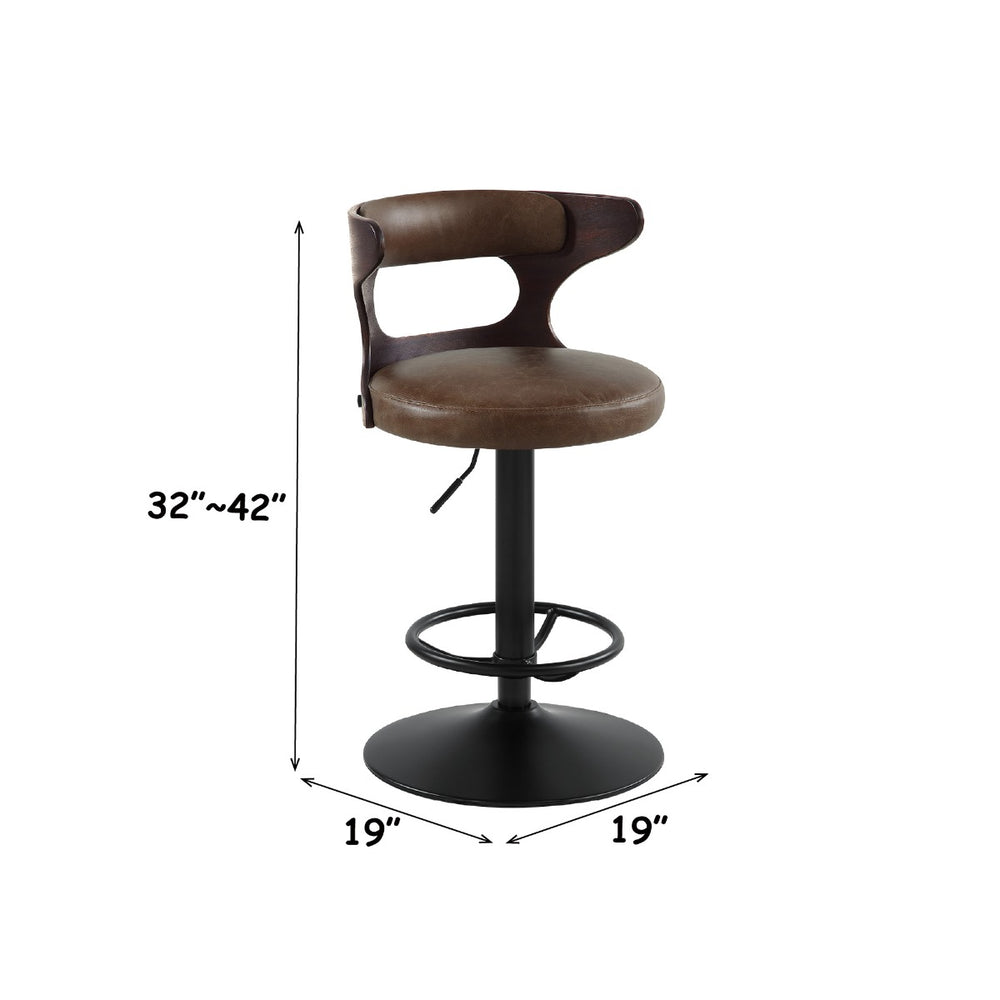 Saba Adjustable Stool with Swivel - Brown Top Grain Leather