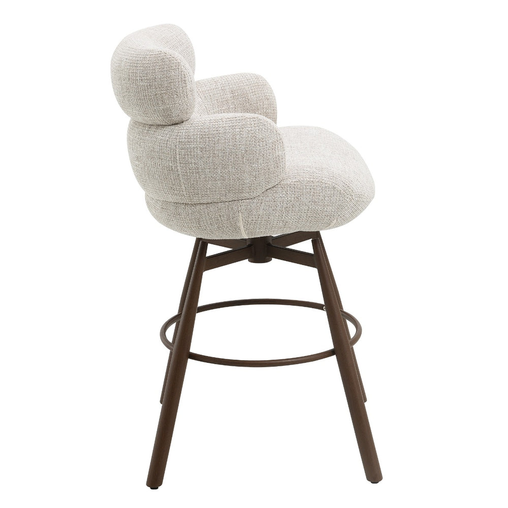 Jena Bar Chair with Swivel - Beige Chenille & Walnut