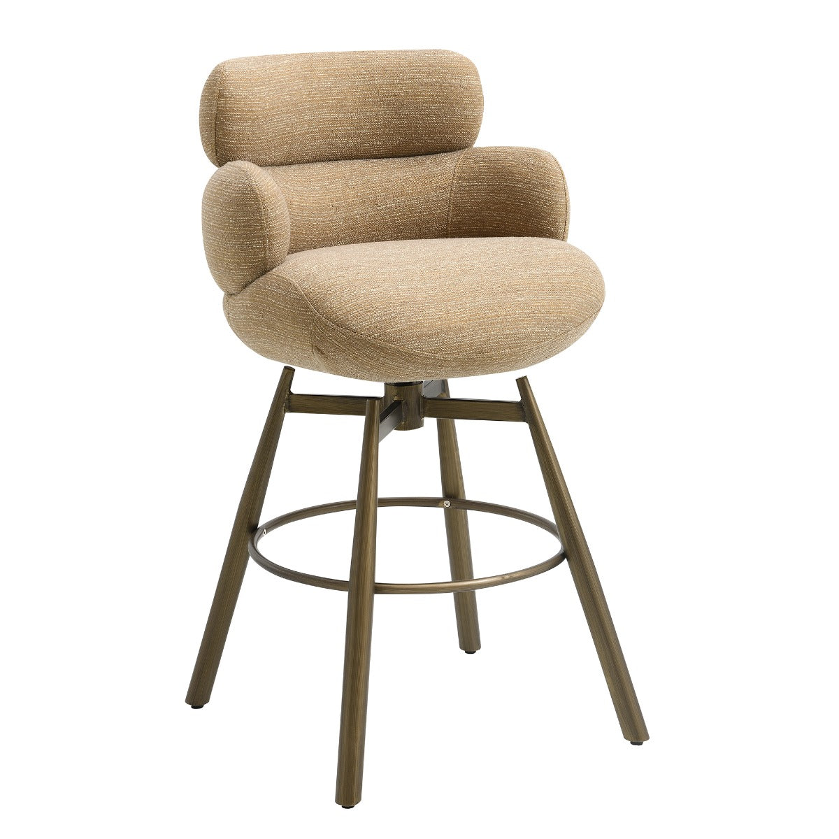 Jena Bar Chair with Swivel - Taupe Chenille & Bronze