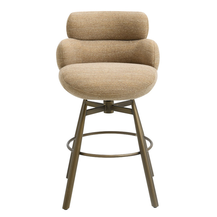 Jena Bar Chair with Swivel - Taupe Chenille &amp; Bronze