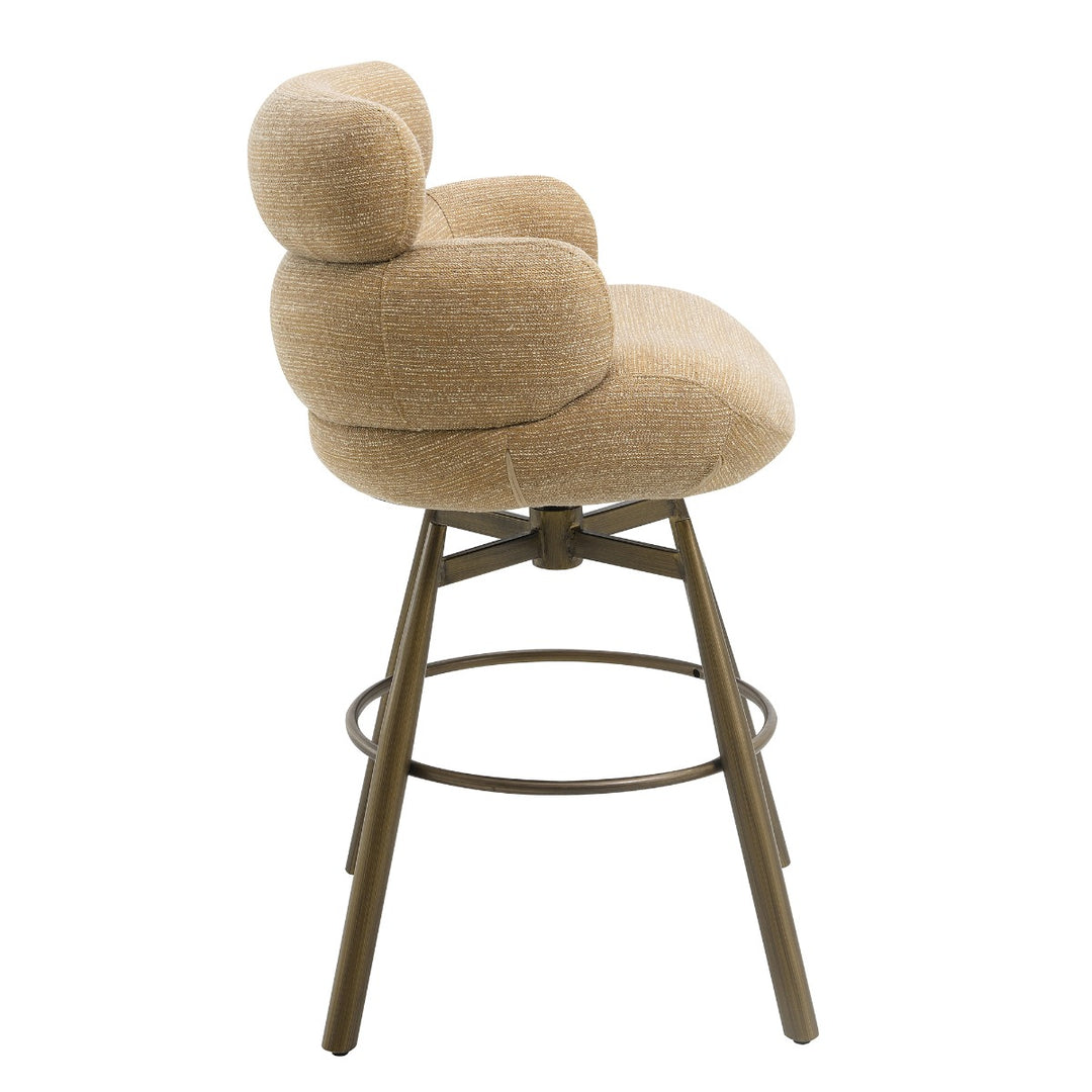 Jena Bar Chair with Swivel - Taupe Chenille &amp; Bronze