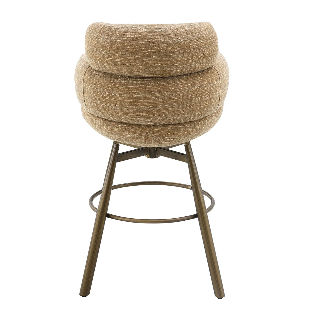 Jena Bar Chair with Swivel - Taupe Chenille &amp; Bronze