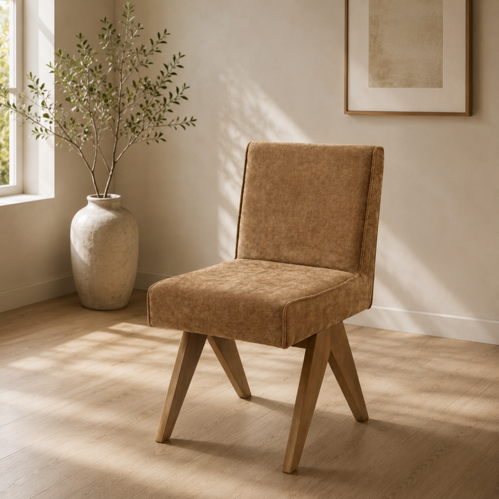 Zoey Side Chair (Set of 2) - Chocolate Chenille &amp; Oak – view 9