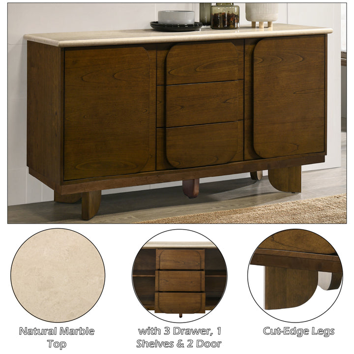 Kasha Server with Natural Marble Top
