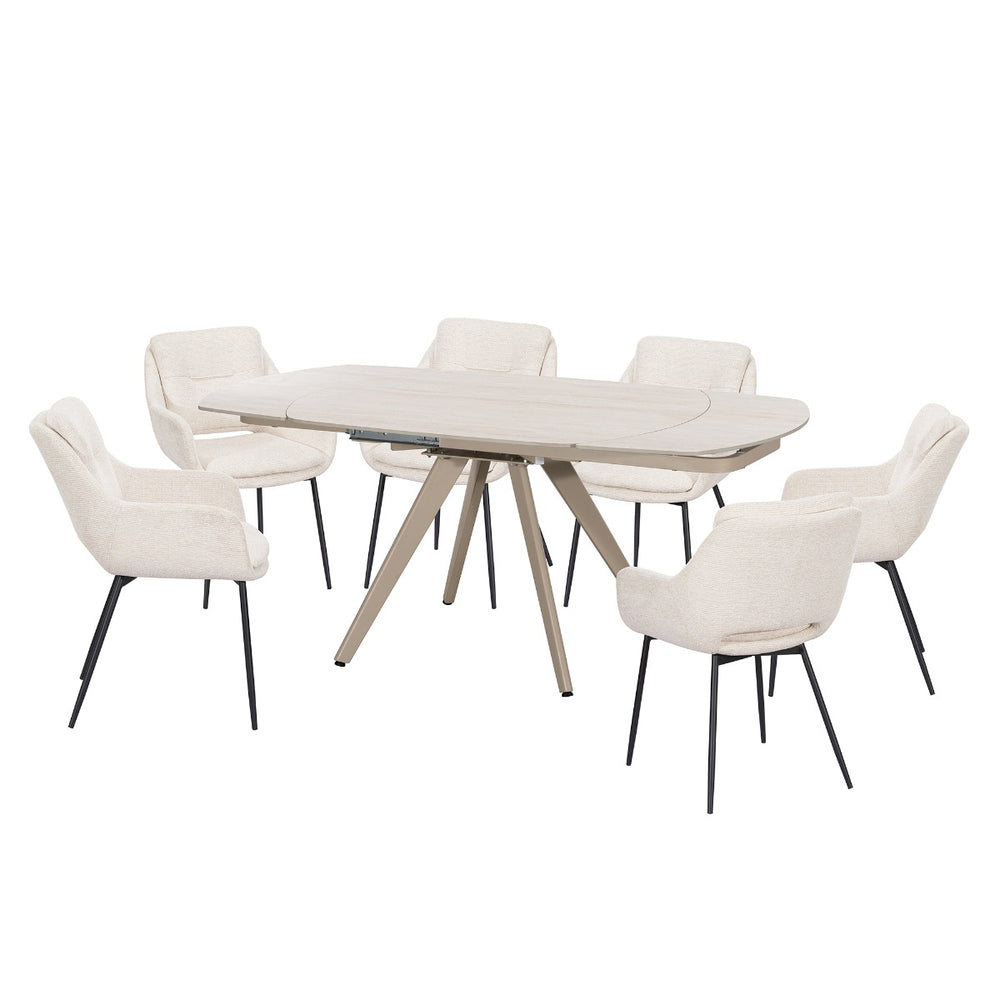 Bexley Dining Table with Ceramic Top - Cream