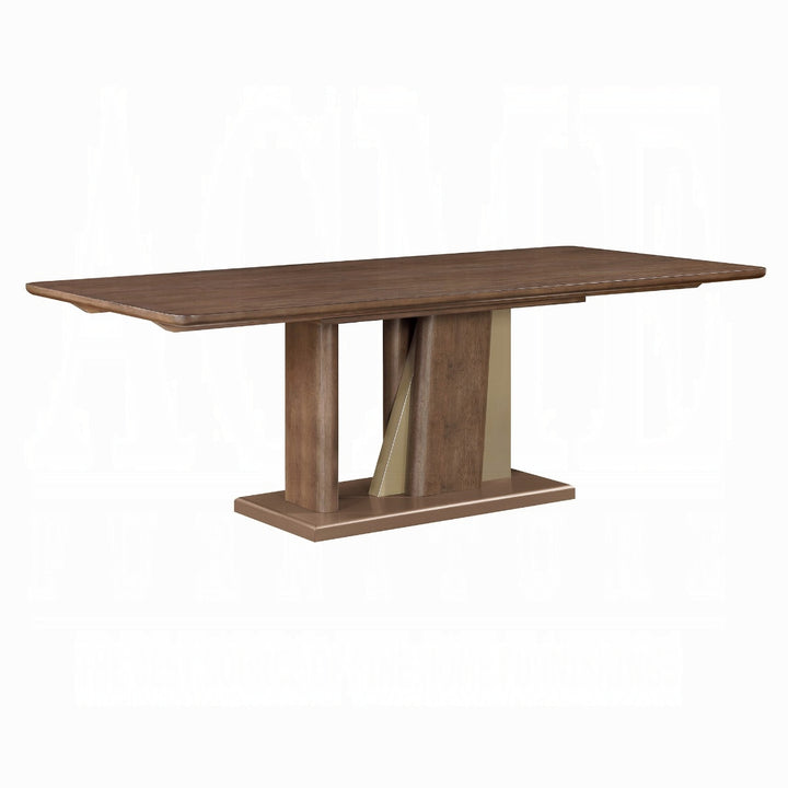Ouida Rectangular Dining Table - Brown &amp; Gold Finish
