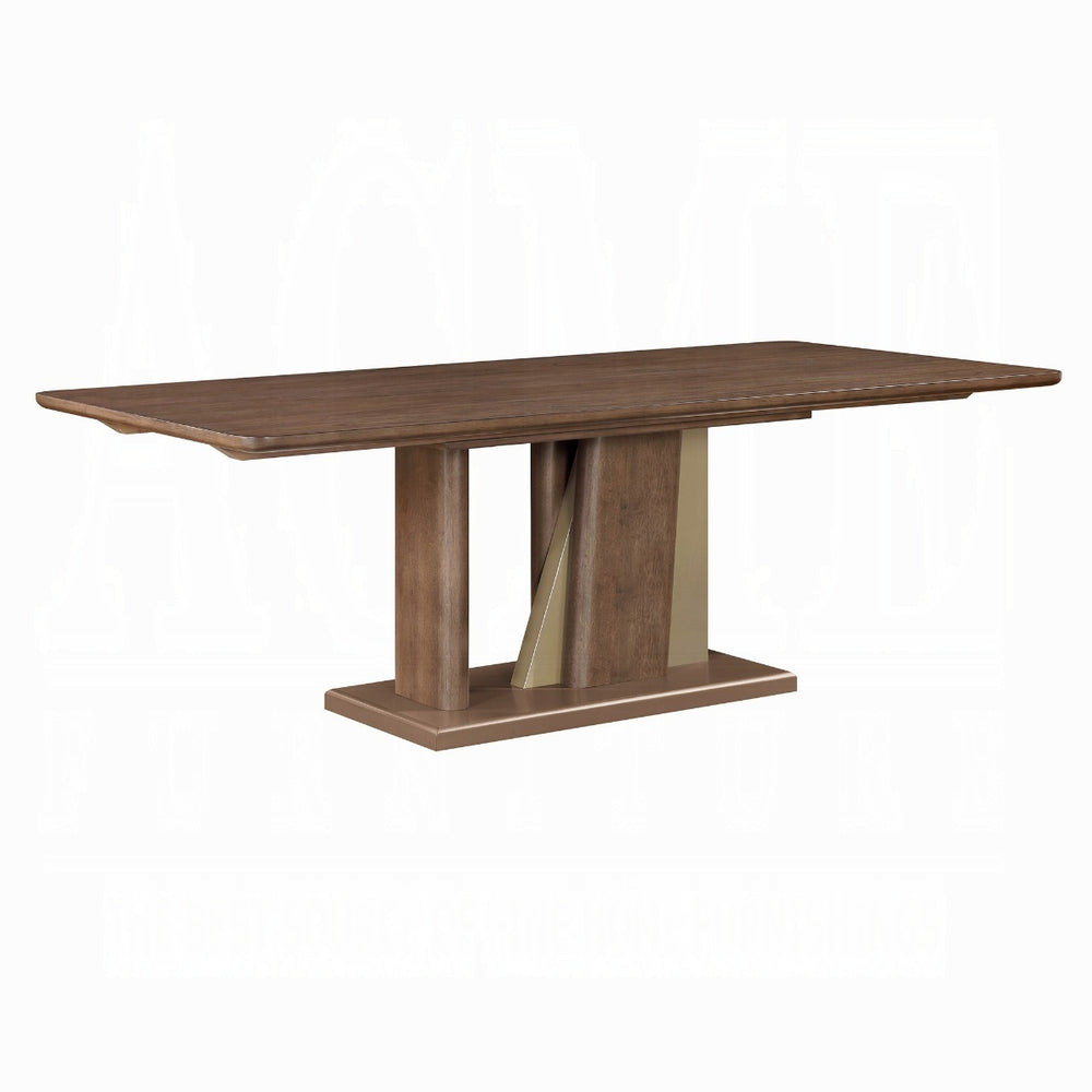 Ouida Rectangular Dining Table - Brown & Gold Finish