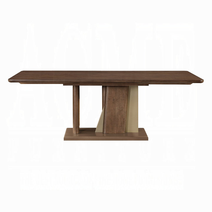Ouida Rectangular Dining Table - Brown &amp; Gold Finish