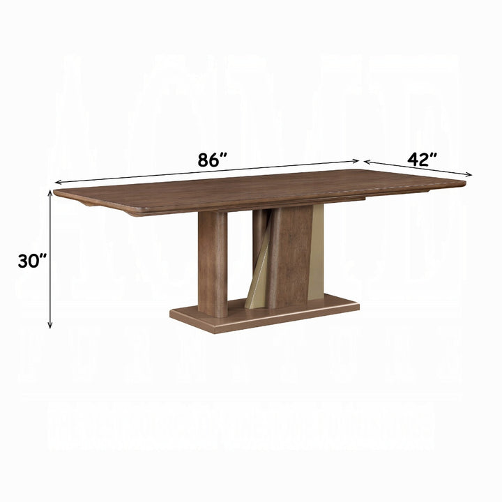 Ouida Rectangular Dining Table - Brown &amp; Gold Finish