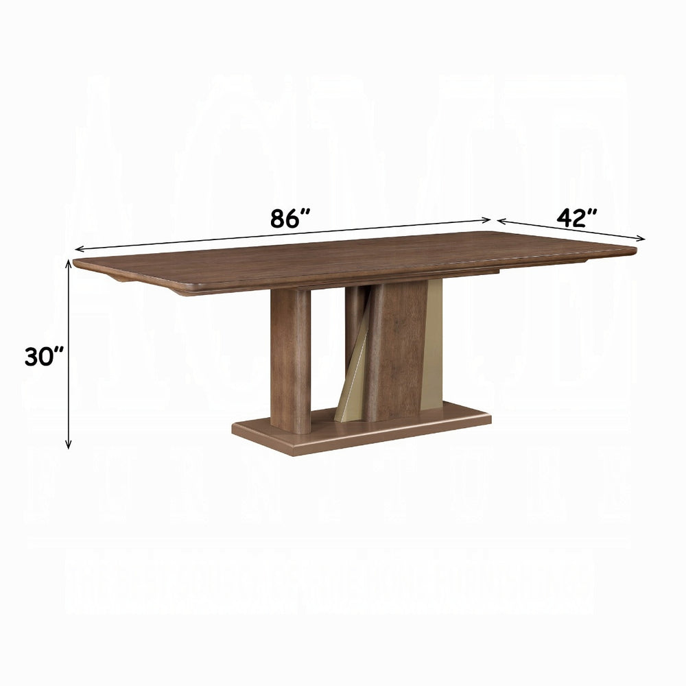 Ouida Rectangular Dining Table - Brown & Gold Finish