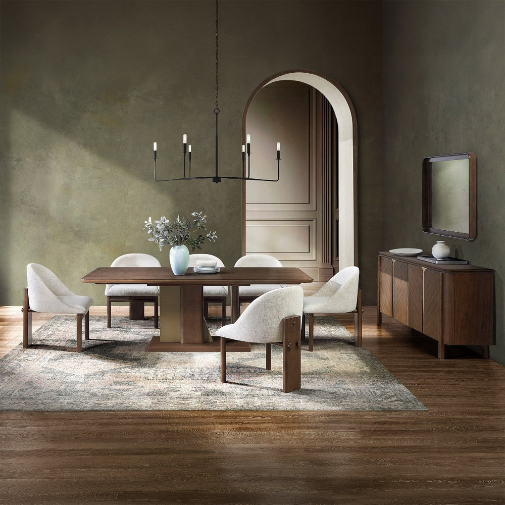 Ouida Rectangular Dining Table - Brown & Gold Finish