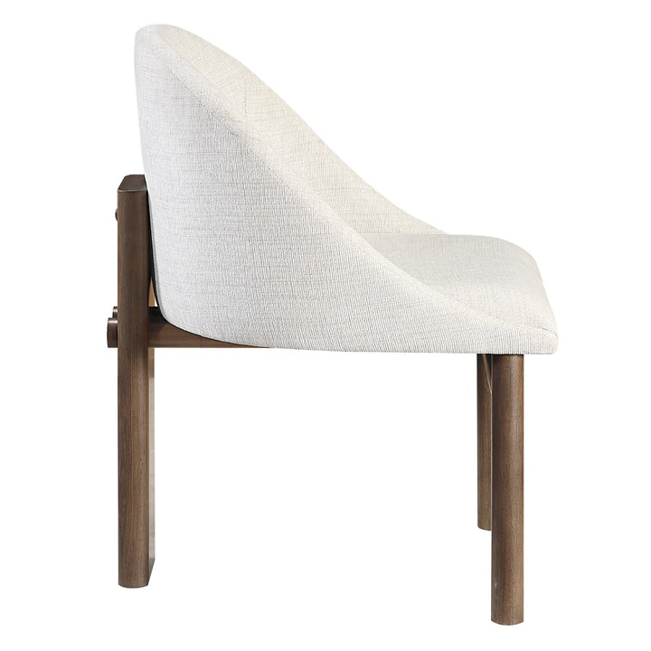 Ouida Side Chair (Set of 2) - Beige Linen &amp; Brown