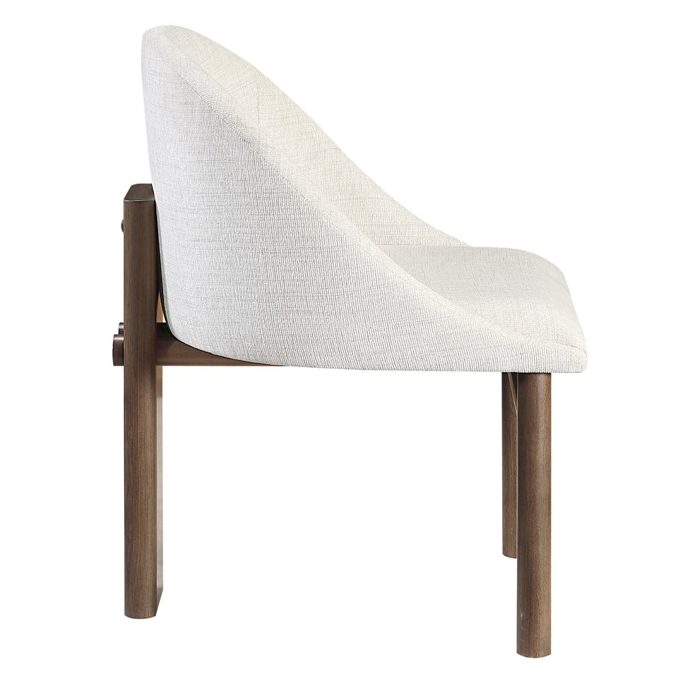 Ouida Side Chair (Set of 2) - Beige Linen & Brown