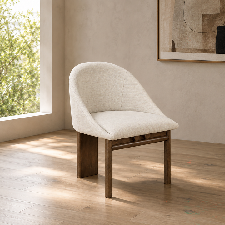 Ouida Side Chair (Set of 2) - Beige Linen &amp; Brown