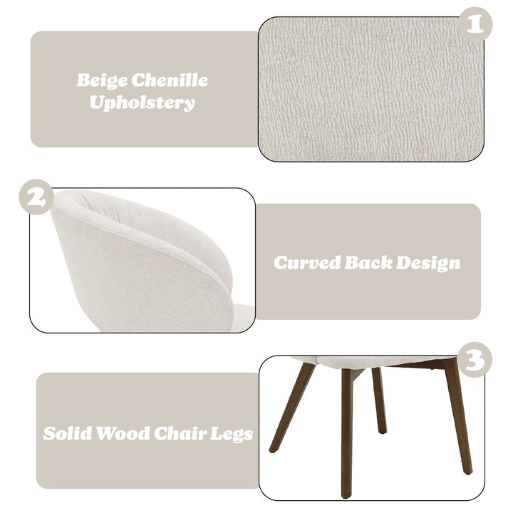 Eada Arm Chair (Set of 2) - Beige Chenille