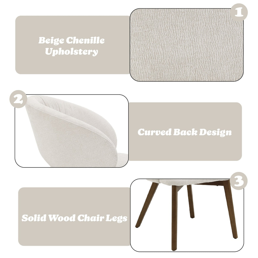 Eada Arm Chair (Set of 2) - Beige Chenille