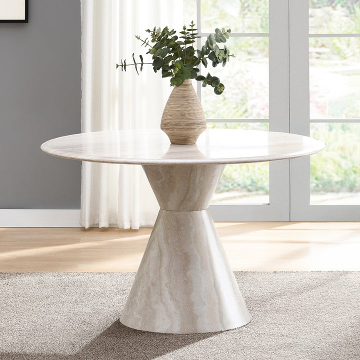 Ogin Round Dining Table - Marble Print &amp; Natural