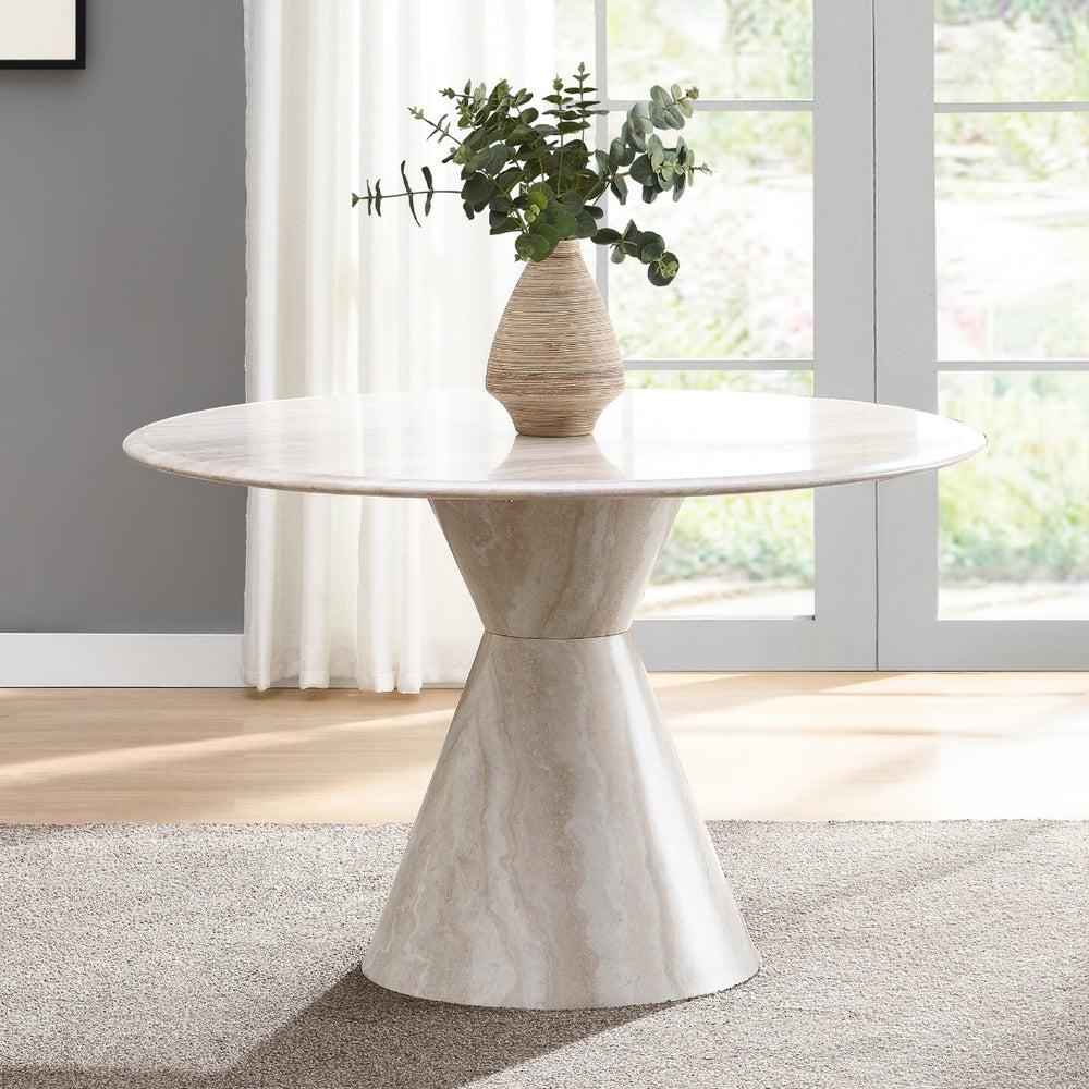 Ogin Round Dining Table - Marble Print & Natural