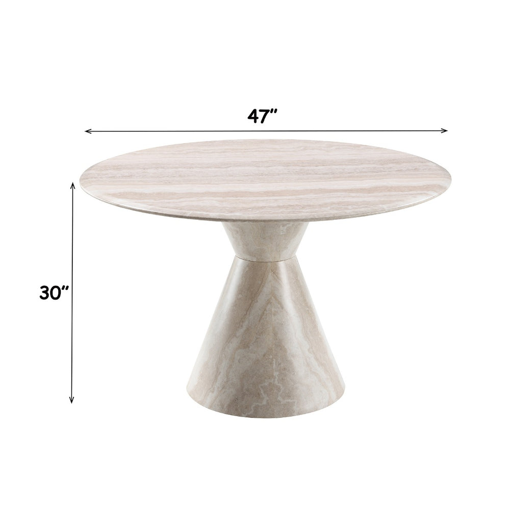 Ogin Round Dining Table - Marble Print & Natural