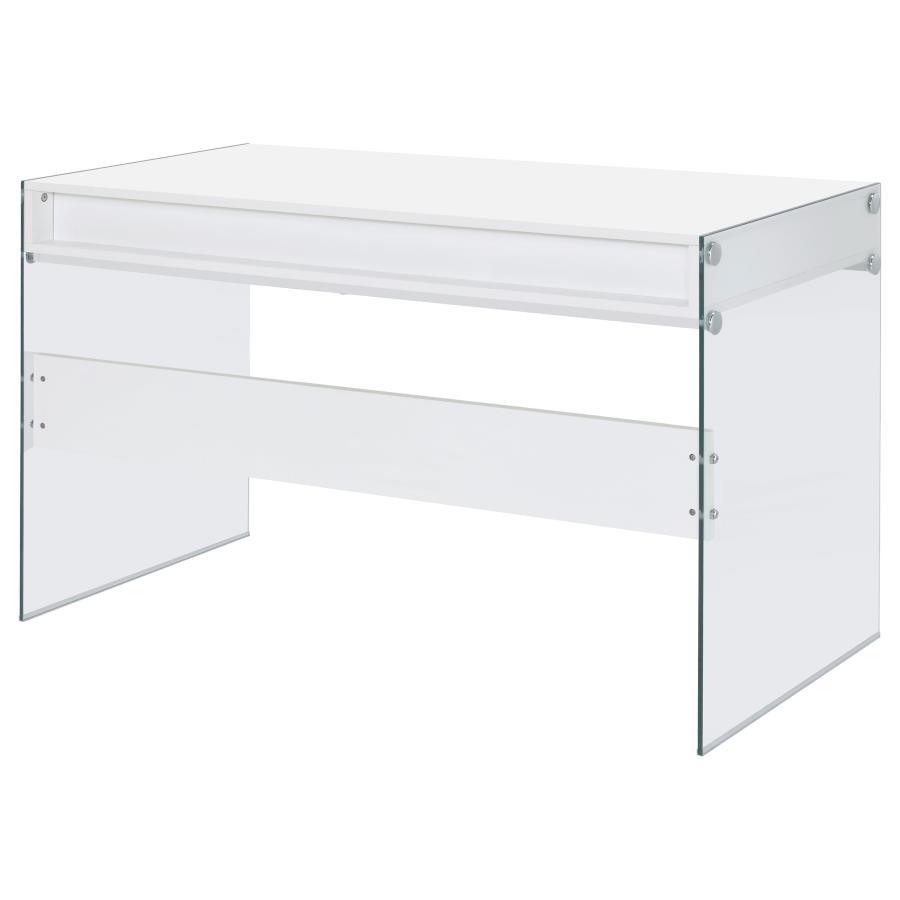 Dobrev - 2 - Drawer Writing Desk - White High Gloss Writing Desk modern furniture Contempo Furniture