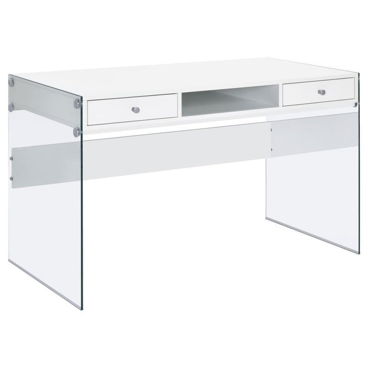 Dobrev - 2 - Drawer Writing Desk - White High Gloss Writing Desk modern furniture Contempo Furniture