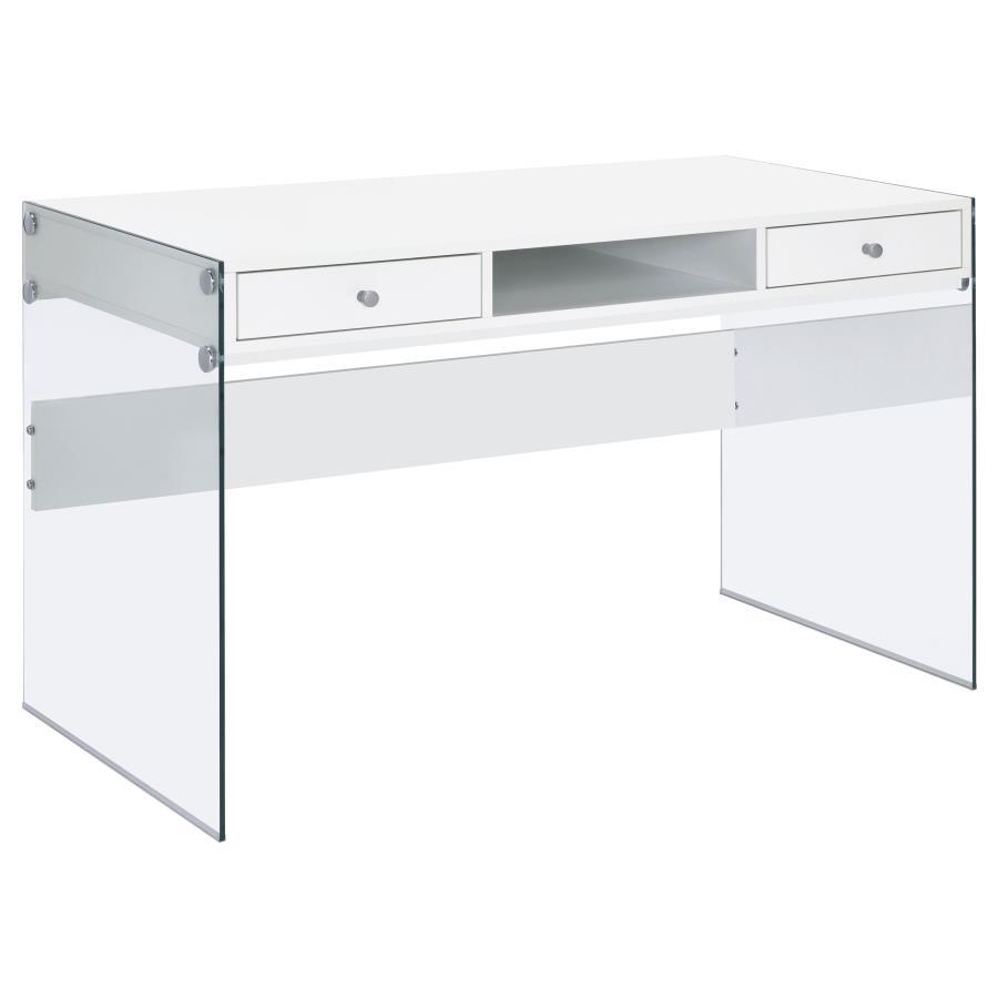 Dobrev - 2 - Drawer Writing Desk - White High Gloss Writing Desk modern furniture Contempo Furniture