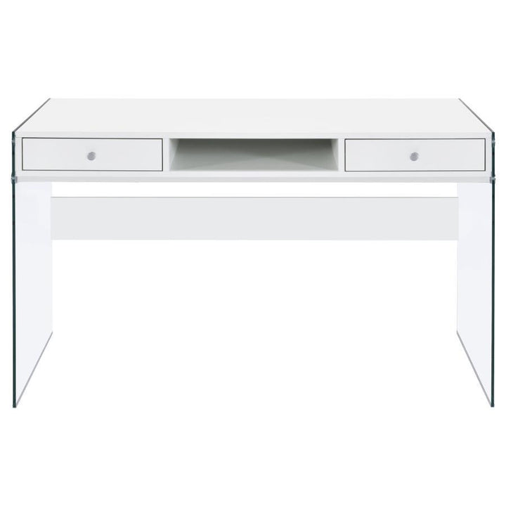 Dobrev - 2 - Drawer Writing Desk - White High Gloss Writing Desk modern furniture Contempo Furniture