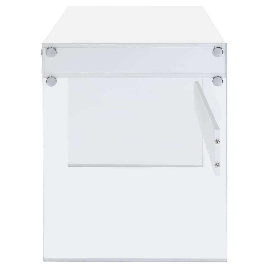 Dobrev - 2 - Drawer Writing Desk - White High Gloss Writing Desk modern furniture Contempo Furniture