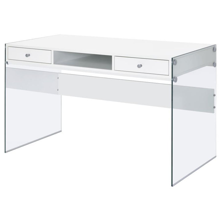 Dobrev - 2 - Drawer Writing Desk - White High Gloss Writing Desk modern furniture Contempo Furniture