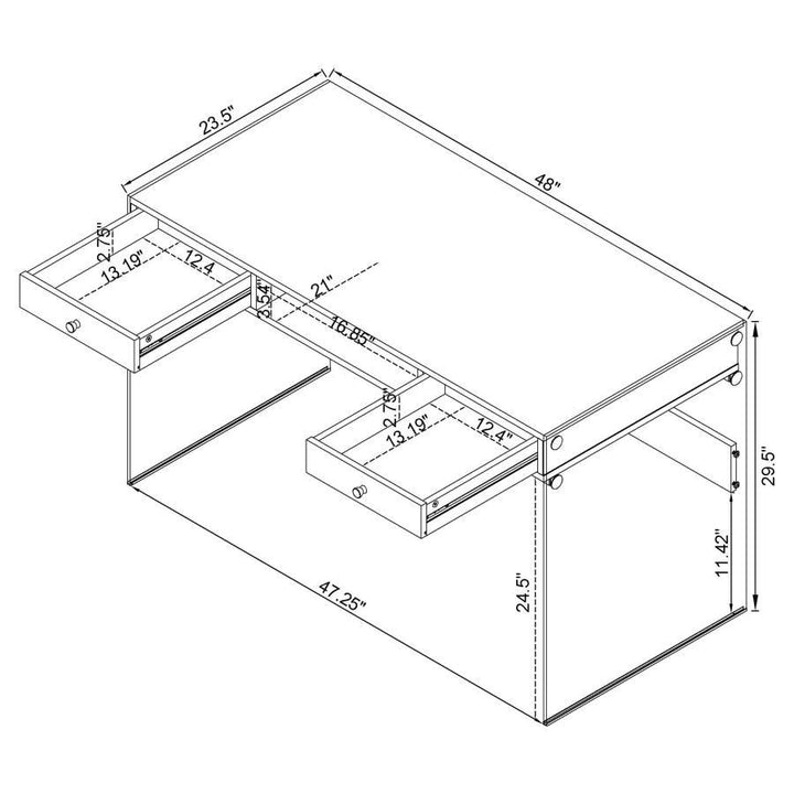 Dobrev - 2 - Drawer Writing Desk - White High Gloss Writing Desk modern furniture Contempo Furniture