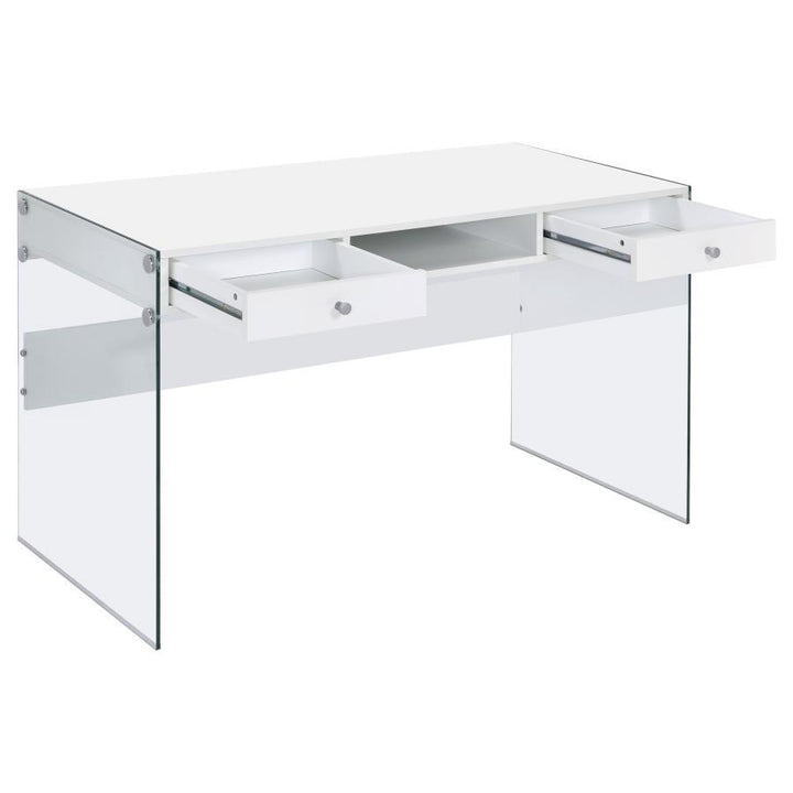 Dobrev - 2 - Drawer Writing Desk - White High Gloss Writing Desk modern furniture Contempo Furniture